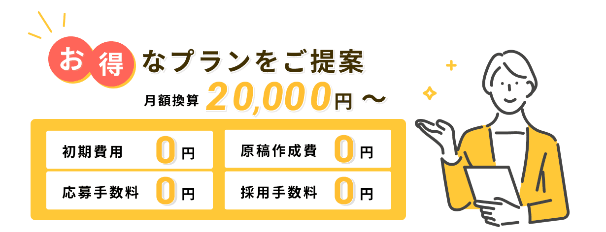 月額換算20000円からのお得なプランをご提案いたします